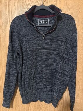 Buckle Black Men's Dark Charcoal Quarter-Zip Sweater with Marled Knit